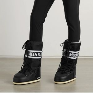 Vintage Original Tecnica Nylon Moon Boot Black White Retro Womans 8.5